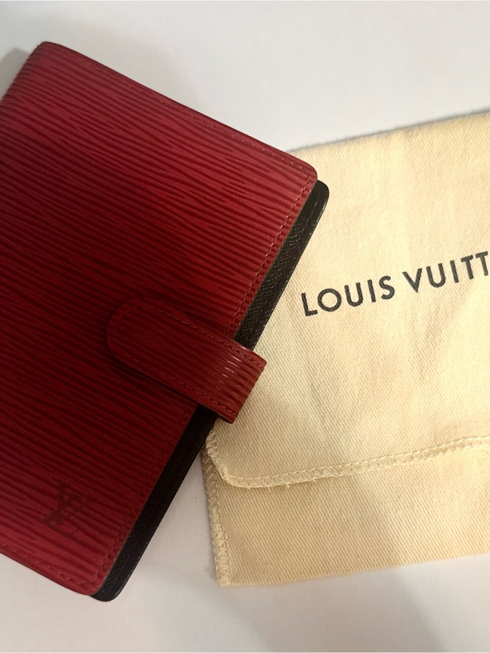 Louis Vuitton Red Epi Leather PM agenda authentic